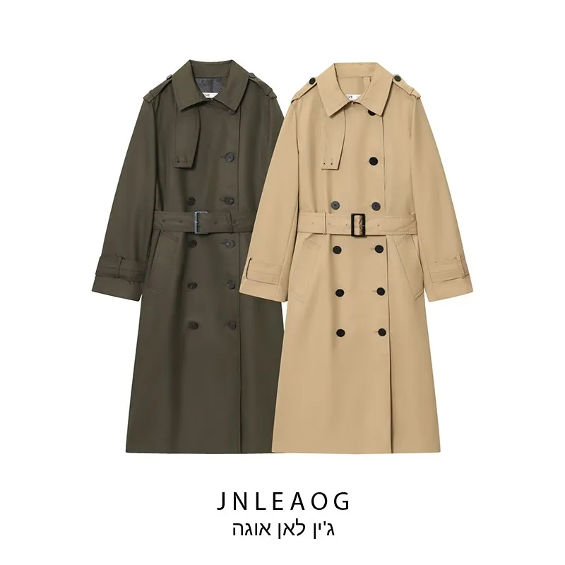 JNLEAOG Autumn New Women's Fashion High Level Waterproof Double-breasted Windbreaker Commute Style Long Sleeve Suit Jacket