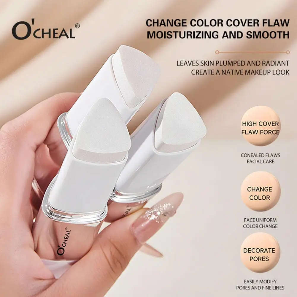 Dubbelkoppige schoonheidscrème Temperatuurveranderende foundation Stick Waterdichte duurzame hydraterende gezichtscrème Matte make-up