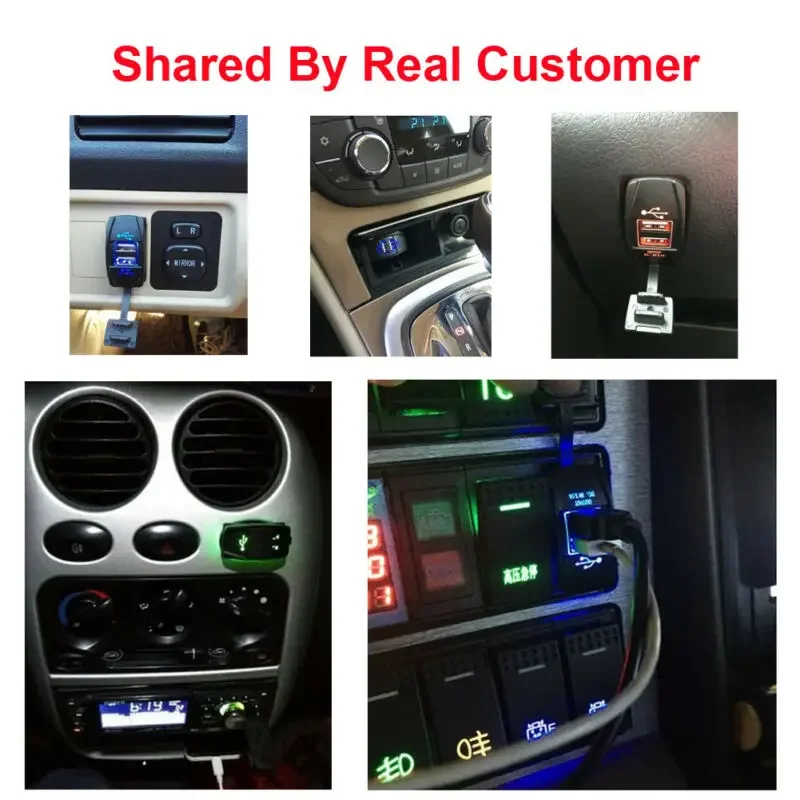 1pc Car Dual USB 3.1 Power Charger Carling ARB Rocker Switch Blue LED Light Car Boat 12V Interior Charge Accessories