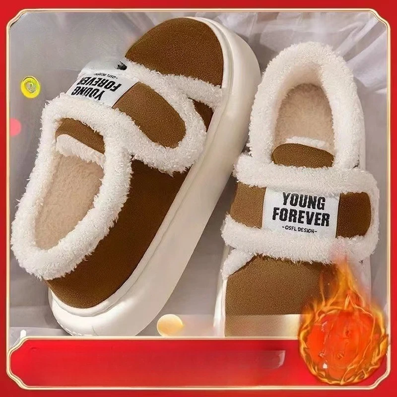New thick-soled cotton slippers for home wear Warm and slip-resistant with all-round wrap-around design Suitable for outdoor use