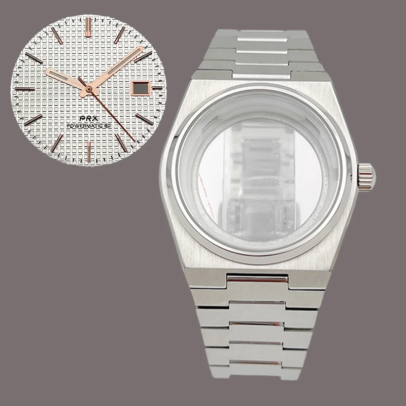 40mm Silver PRX Super Player Watch Case Sapphire Glass Fits For NH35 NH36 NH38 4R Movement Multi-Color Dial Hands Repair Parts