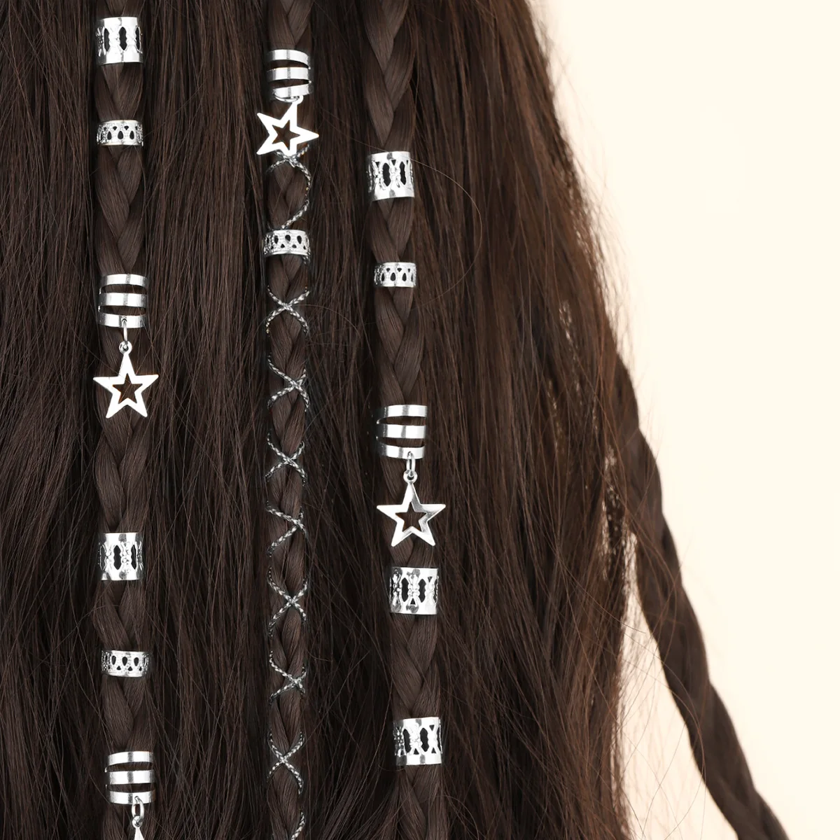 

36Pc Set Loc Hair for Braids DIY Hair Accessories Elegant Hollow Out Star Hair Rings with Different Patterns for Women Girls