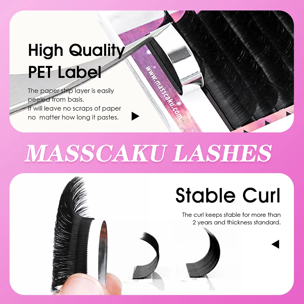 MASSCAKU High Quality C D Curl Fluffy One Second Flowering Lash Individual Handmade Natural Easy Fanning Eyelash Easy to Operate