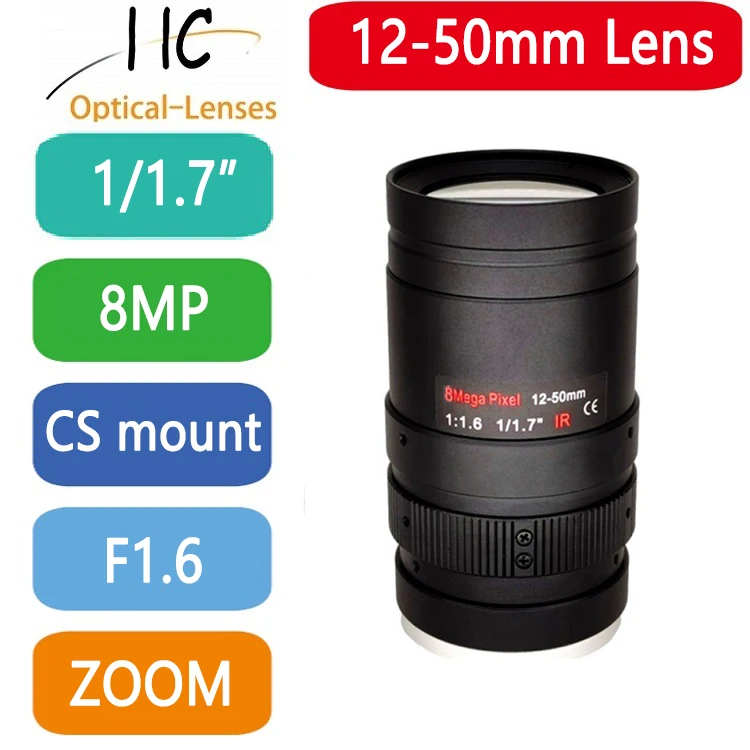4K HD 8MP Varifocal CCTV Lens 12-50MM Long Distance View CS Mount F1.6 1/1.7