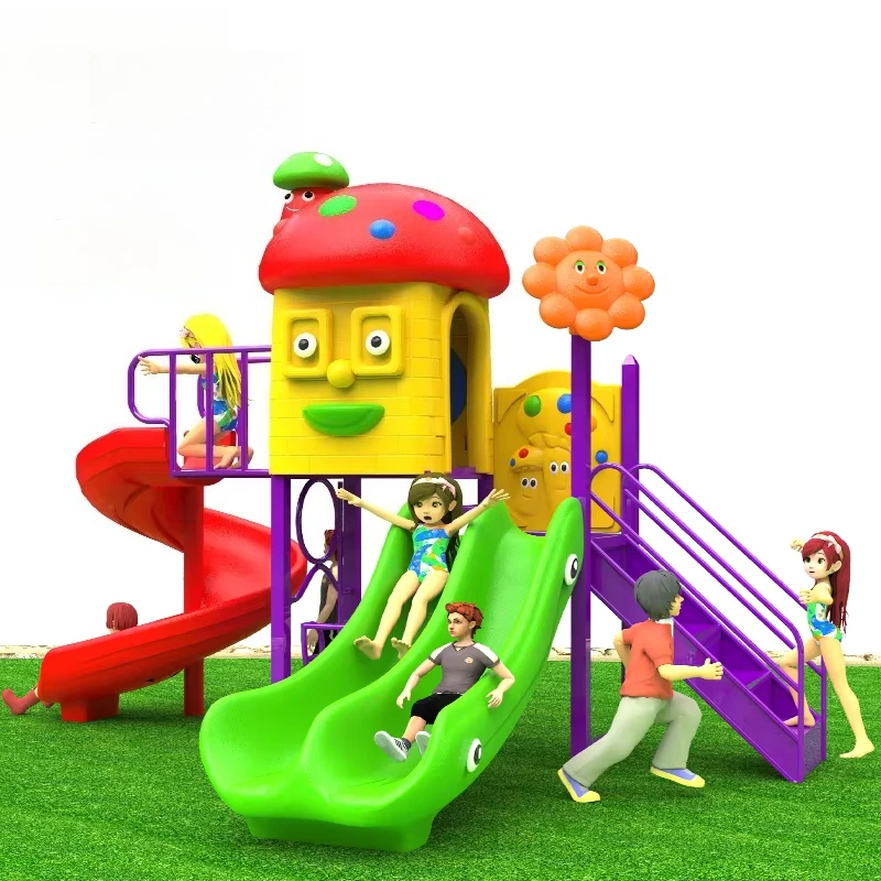 Outdoor Amusement Equipment Lldpe Plastic Slide and Swing Set for Preschool Playground Residential Schools Play House Equipment