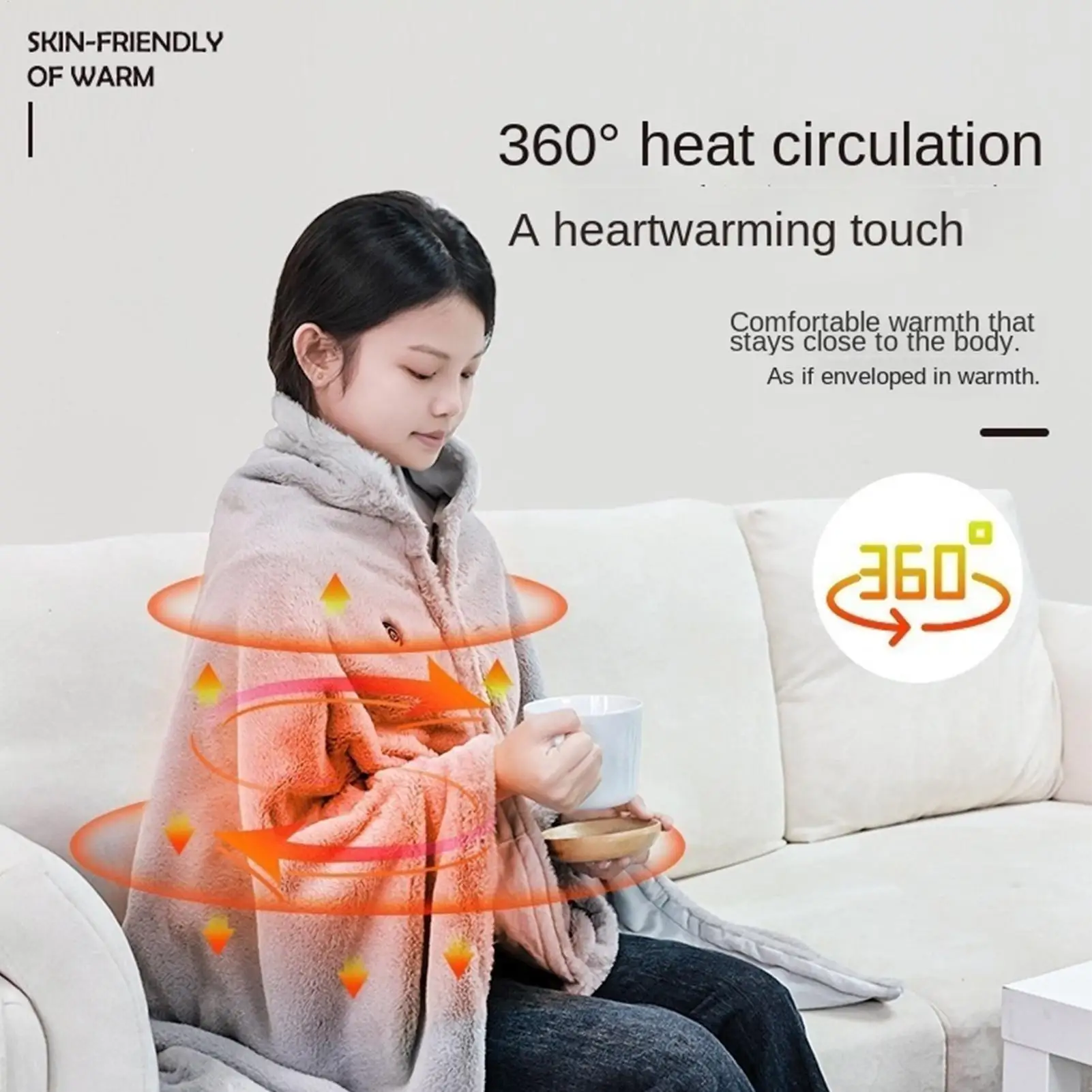 Heated Shawl Wraps 3-Level Cordless Safe Comfortable Blanket Wearable Heated Shawl Wrap Blanket For Couch Bed Sofa Dorm Offices