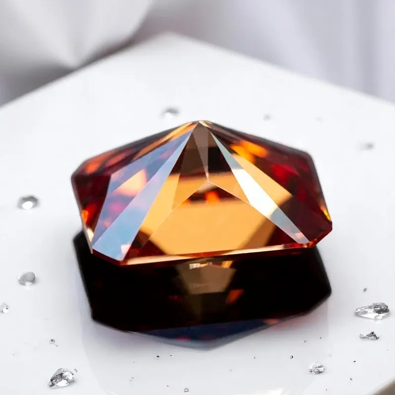 Granatfarbener Moissanit-Edelstein, strahlender Schliff, im Labor gezüchteter Diamant für Charms, Frau, DIY, fortschrittliche Schmuckherstellung mit Zertifikat