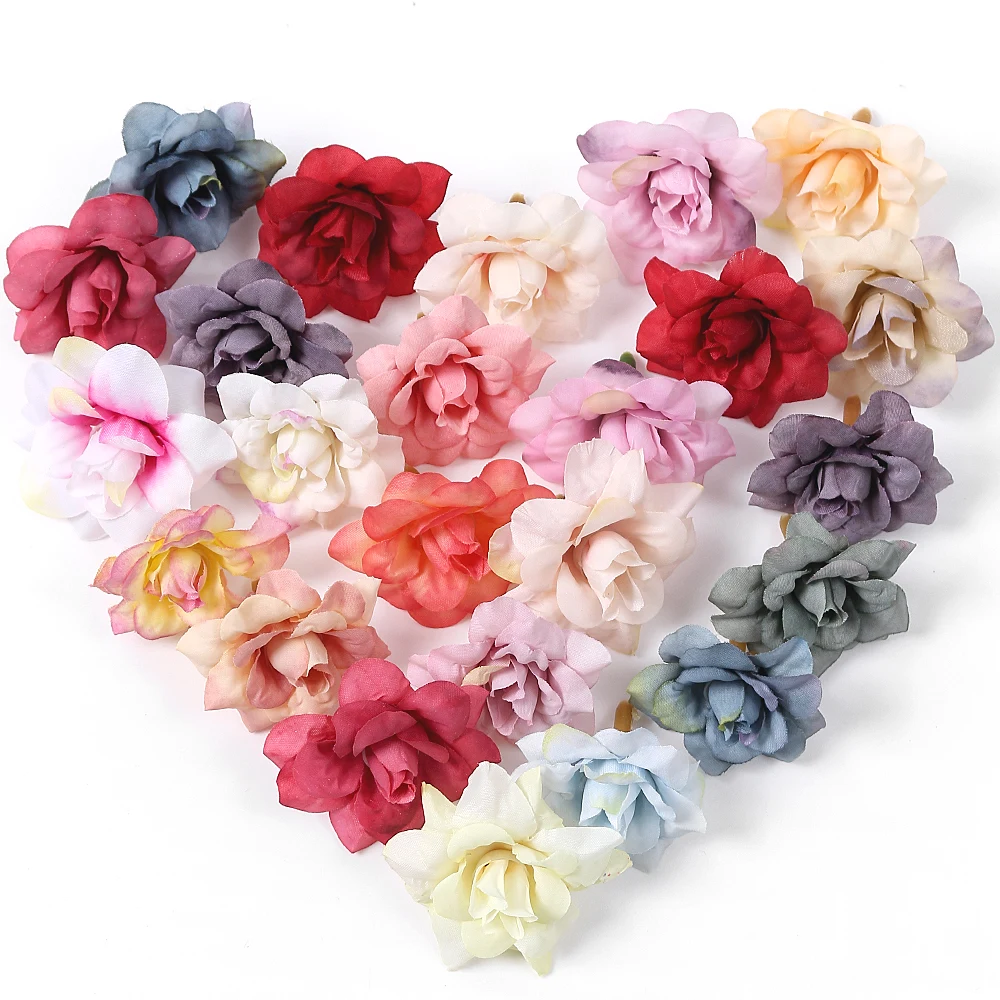 20Pcs Rose Artificial Flowers Head Silk Fake Flowers for Home Hoom Decor Wedding Decorations DIY Crafts Garland Gift Accessories