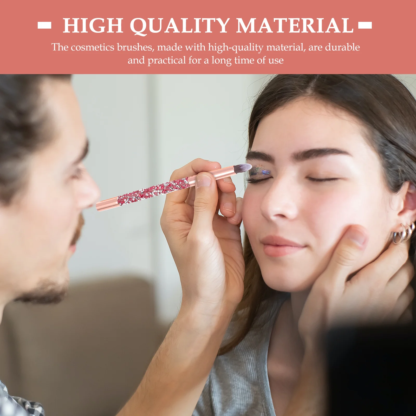 1 set di pennelli per trucco con diamanti, manico in strass, setole morbide in fibra artificiale, portatili per fard viso, ombretto, polvere sciolta