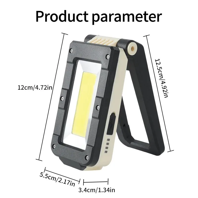 Working Lamp COB USB Rechargeable Magnetic Torch 180 Degree Adjustment Bottom Lamp Working Light Flashlight Outdoor Camping