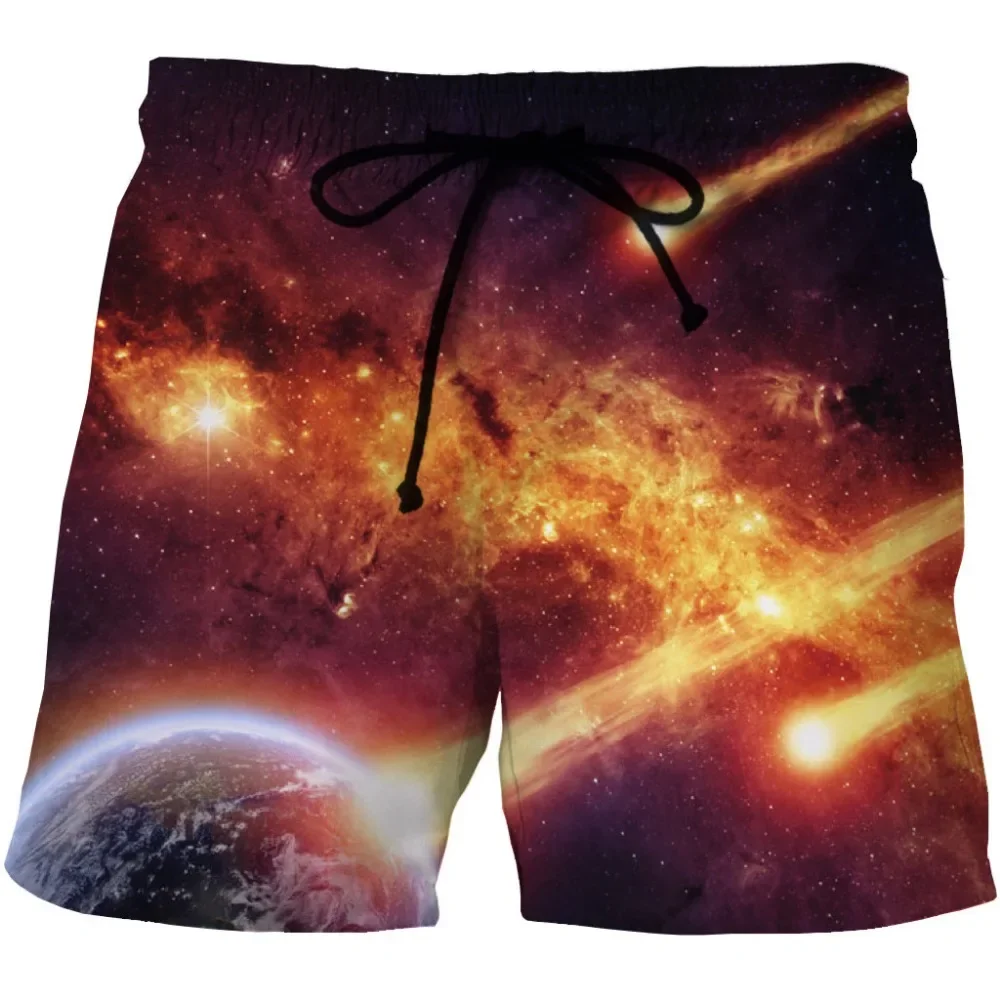 Summer Man's Loose Beach Shorts Oversized Water Sports Beach Pant Galaxy 3D Printed Short Swimwear Men's Surfing Swimming Shorts