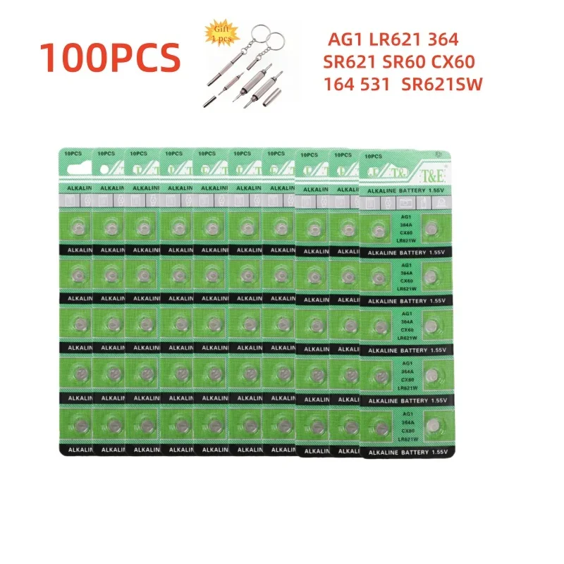 

10-100PCS Battery AG1 LR621 364 164 531 SR621 SR621SW SR60 CX60 1.5V Cell Coin Batteries For Watch Toys Remote