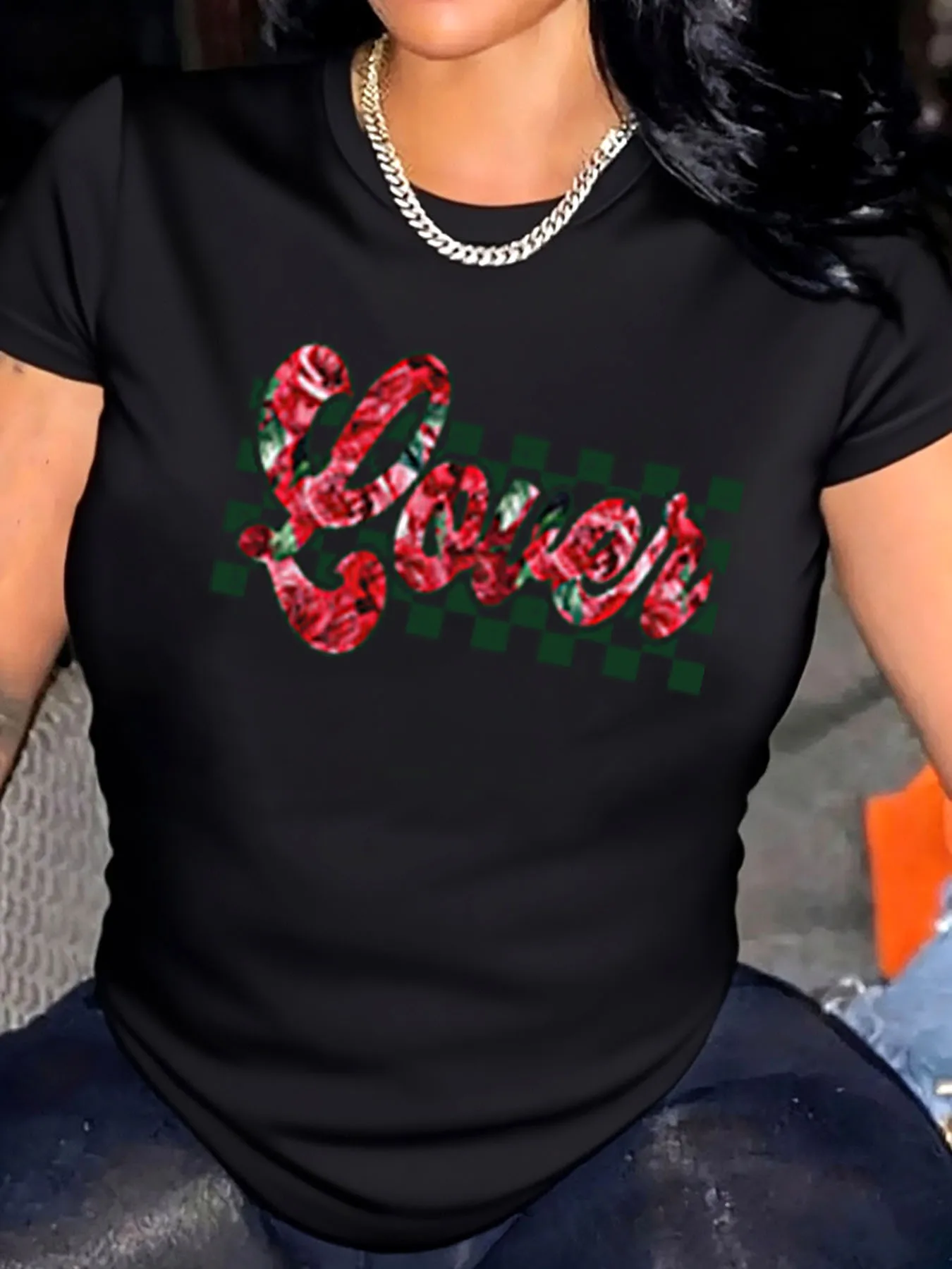 

Женская футболка больших размеров с рождественским розовым узором и текстом для влюбленных, уличная одежда