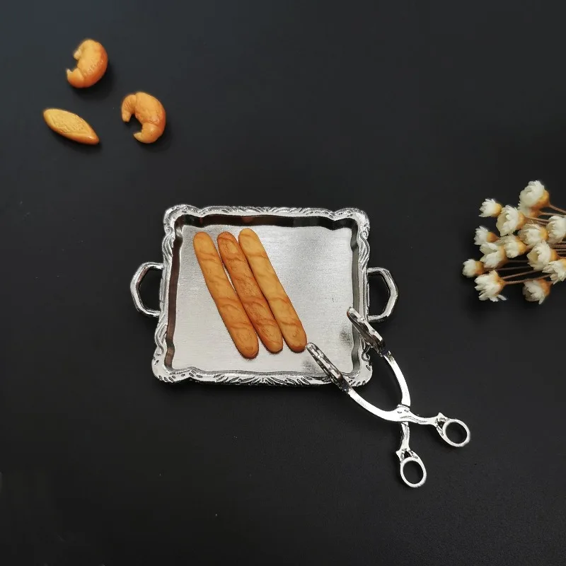 Simulation Dim sum clip toy model miniature doll house accessories scene mini bread clip tray combination