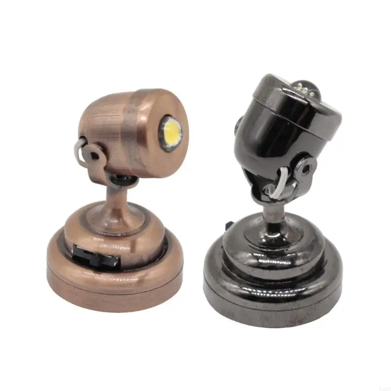 

1/12 Scale Miniature Spotlamp For Dollhouses With LED Battery Light And Metal Body Spotlight for Living Room Displaying