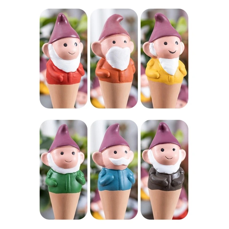 7pcs Gnomes Self-Watering Stakes Plant Terracotta Automatic Irrigation System