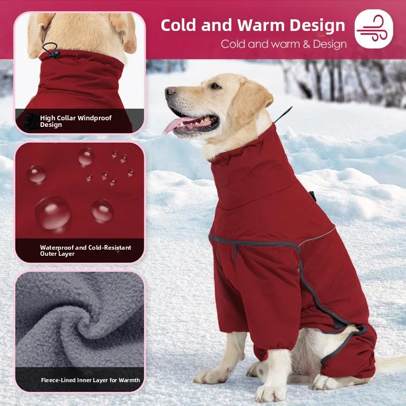 

Утепленная водонепроницаемая флисовая одежда для собак с высоким воротником и светоотражающими элементами, двухслойная, на четыре лапы, для золотистых ретриверов и грейхаундов