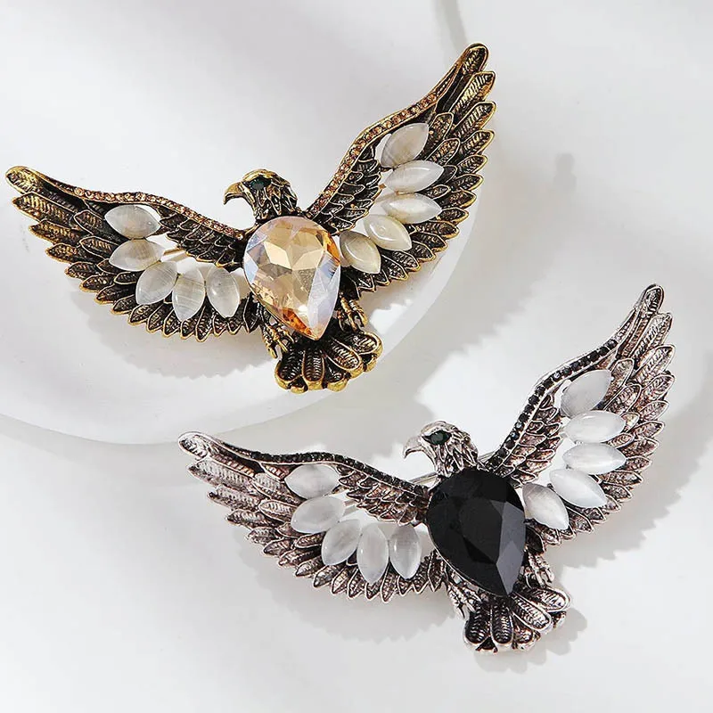 

Retro eagle brooch women's niche high-end corsage men's full diamond animal brooch coat