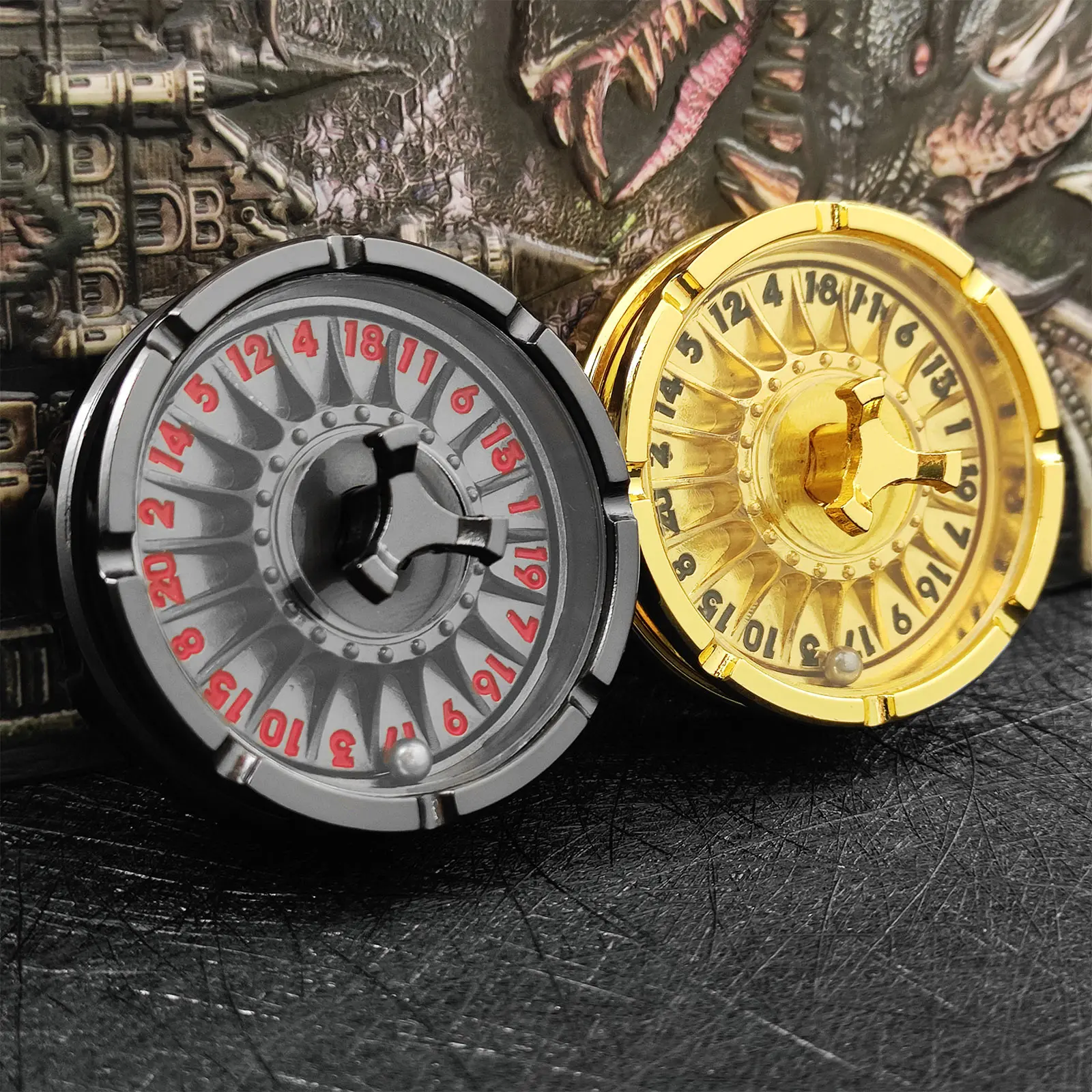 DND Metal D20 نرد دوار متعدد السطوح بأطراف الأصابع RPG D&D لعبة لعب الأدوار مرفق الزنزانات والتنينات #5