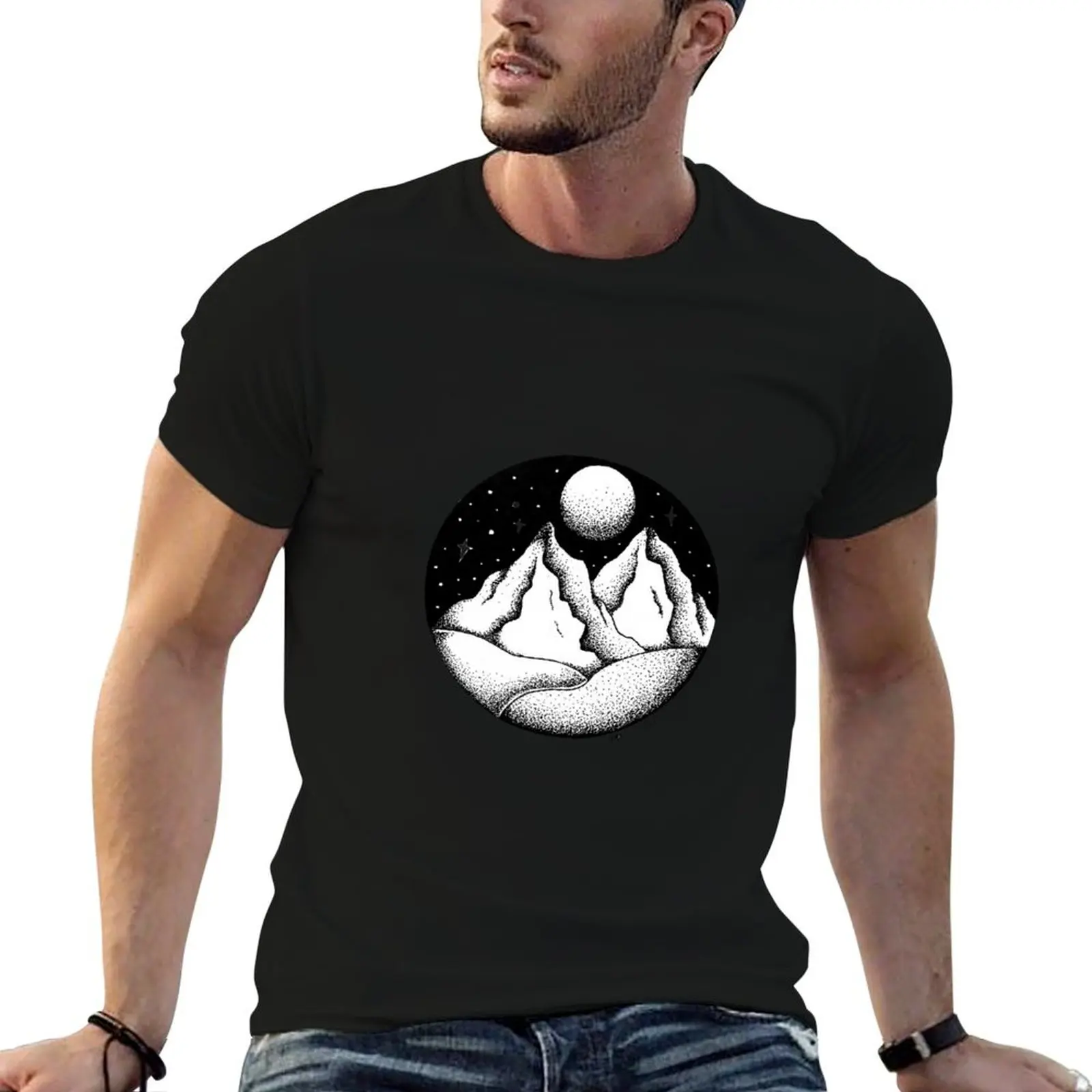 

Moonlight Mountains T-Shirt t shirts for man slim fit man t shirts high quality luxury brand cotton t shirt pack T-Shirt