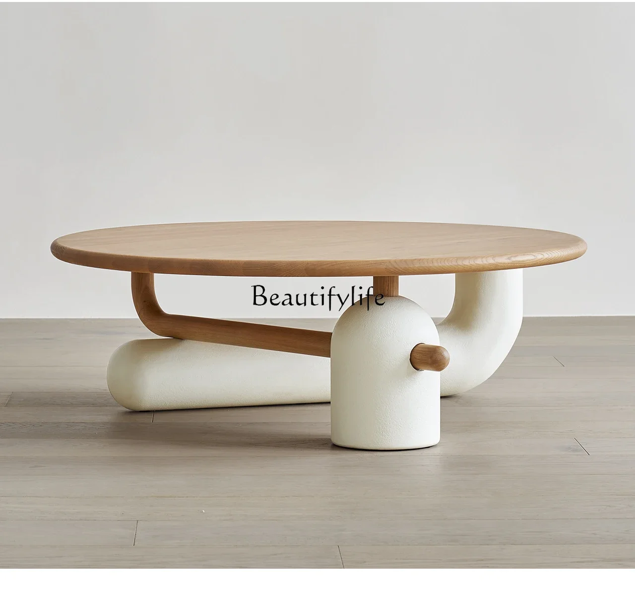 

FG28French Cream Style Ash Log Size round Coffee Table Combination