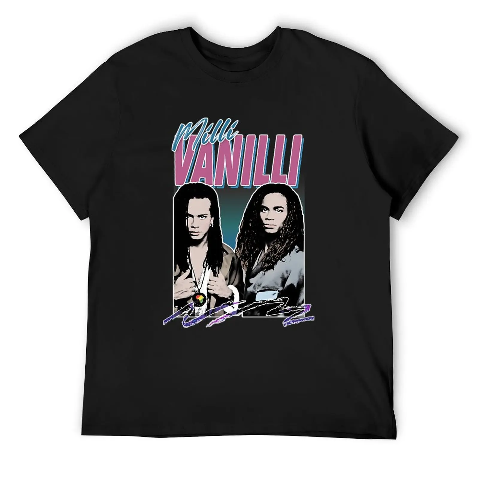 Milli Vanilli Milli Vanilli - 80's Fanart Aesthetic Design Tribute T-Shirt blue archive men tshirt