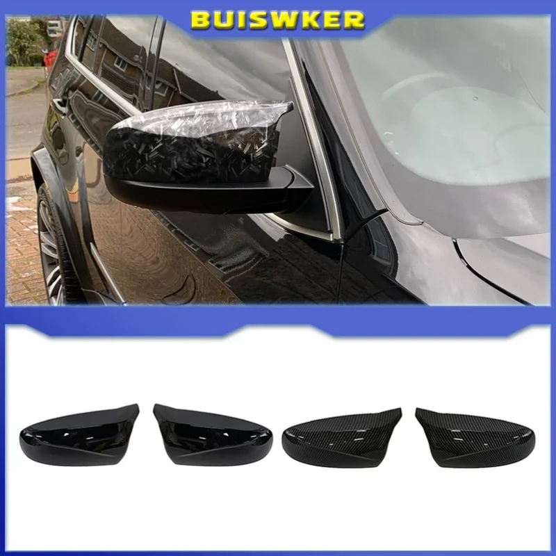 

2pcs Side Wing Rearview modified car styling Bright black Carbon Fiber Pattern Mirror Cover caps For BMW X5 E70 X6 E71 2008-2013