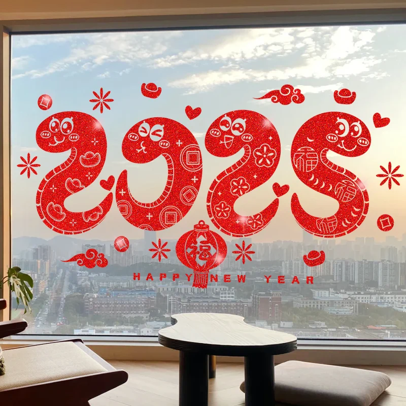 

New Year Wishing Glass Door Stickers Window Static Wall Stickers Removable Clings Decal Home Decorations Glass Door Clings