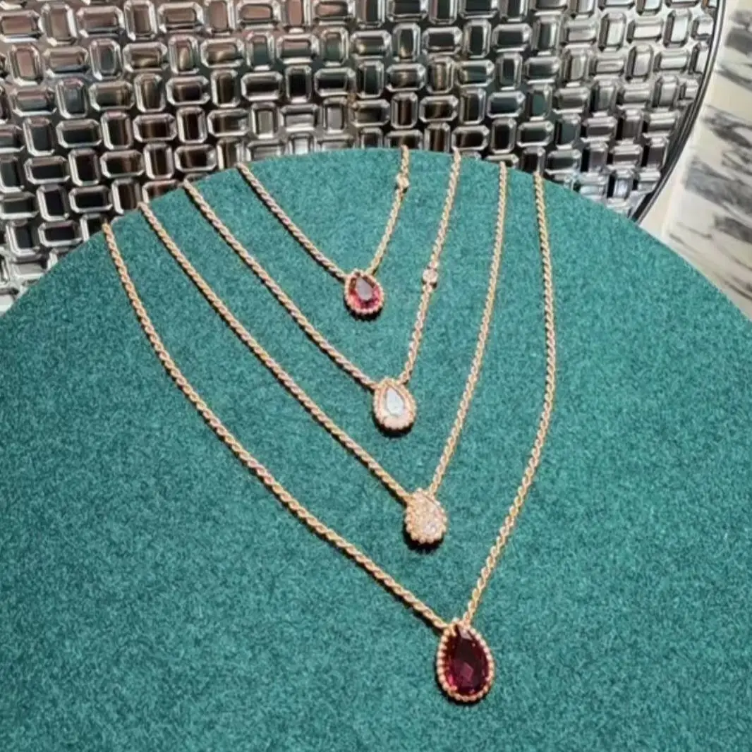 French Style Luxury S925 High Quality Classic Water Drop Twists Chain Necklace Exquisite Diamond Wedding Engagement Jewelry