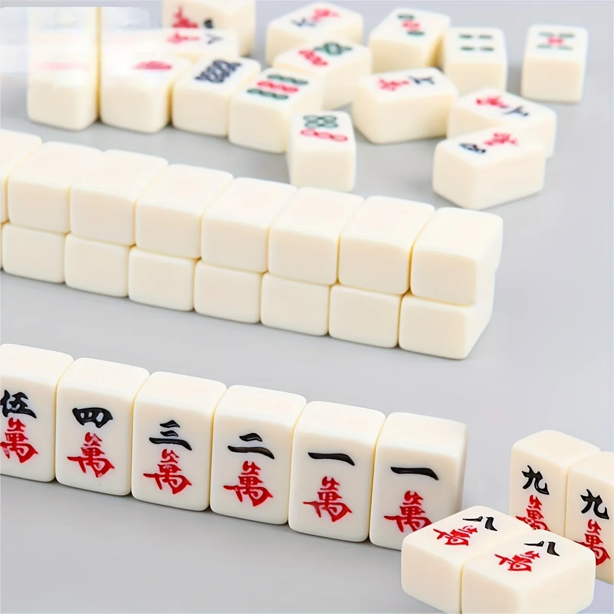 Compact Mahjong Set with Storage Box - 144 Tiles for Travel and Home Play