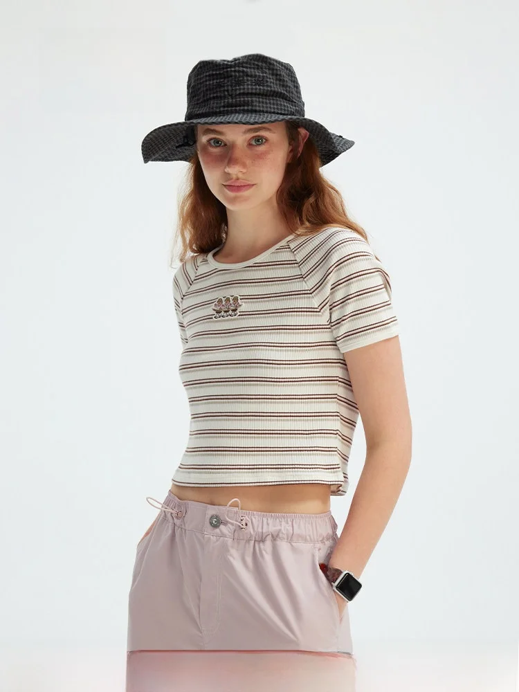 

TeenieWeenie Bear Women's ort Sve T-irt Stripes Summer New Arrival Cotton Polyester Blend Comfortable Fit