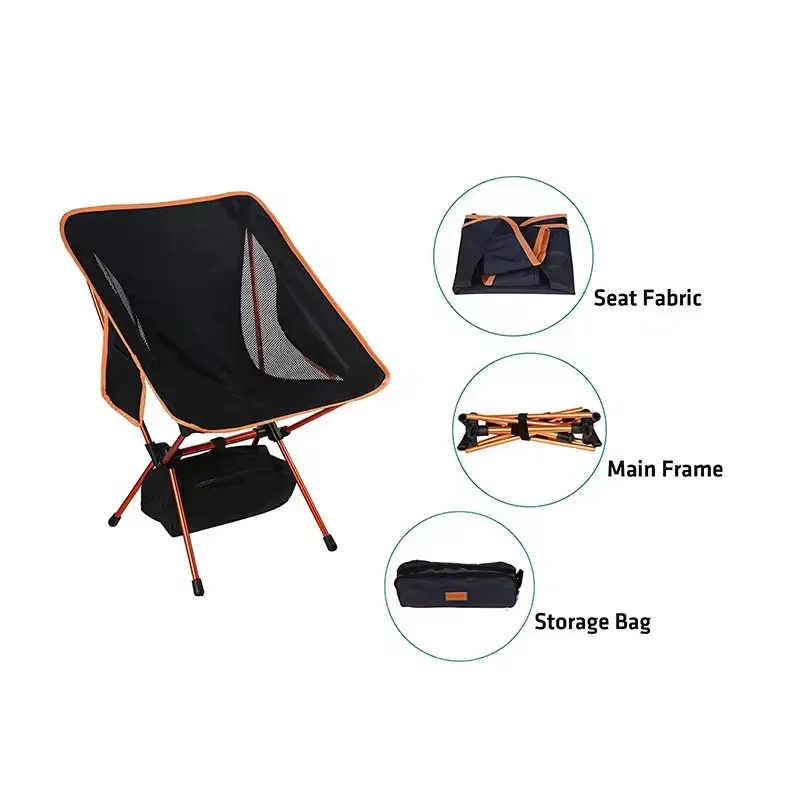 Aluminum Frame Folding Chair Beach Camping Hiking Fishing For Adult Backrest Moon Chair 6065 25inch Hight 22inch Wide