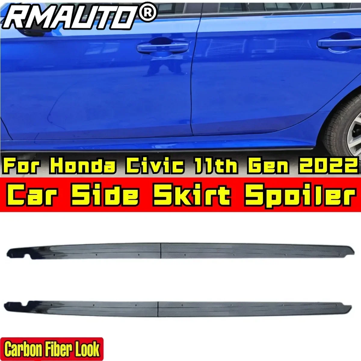 

For Honda Civic 11th Gen 2022 Body Kit Side Skirt Spoiler Carbon Fiber Look Sport Style Car Side Skirt Lip Car Accessories
