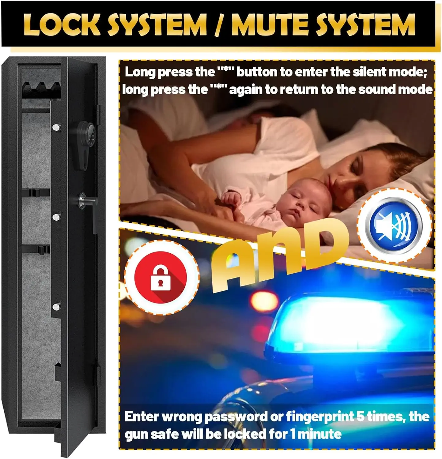 4-5 Gun Safes,Gun Safe for Rifles and Pistols,Shotgun Rifle Safe,Gun Safes for Rifle and Shotguns,Long Gun Cabinets with Fingerp