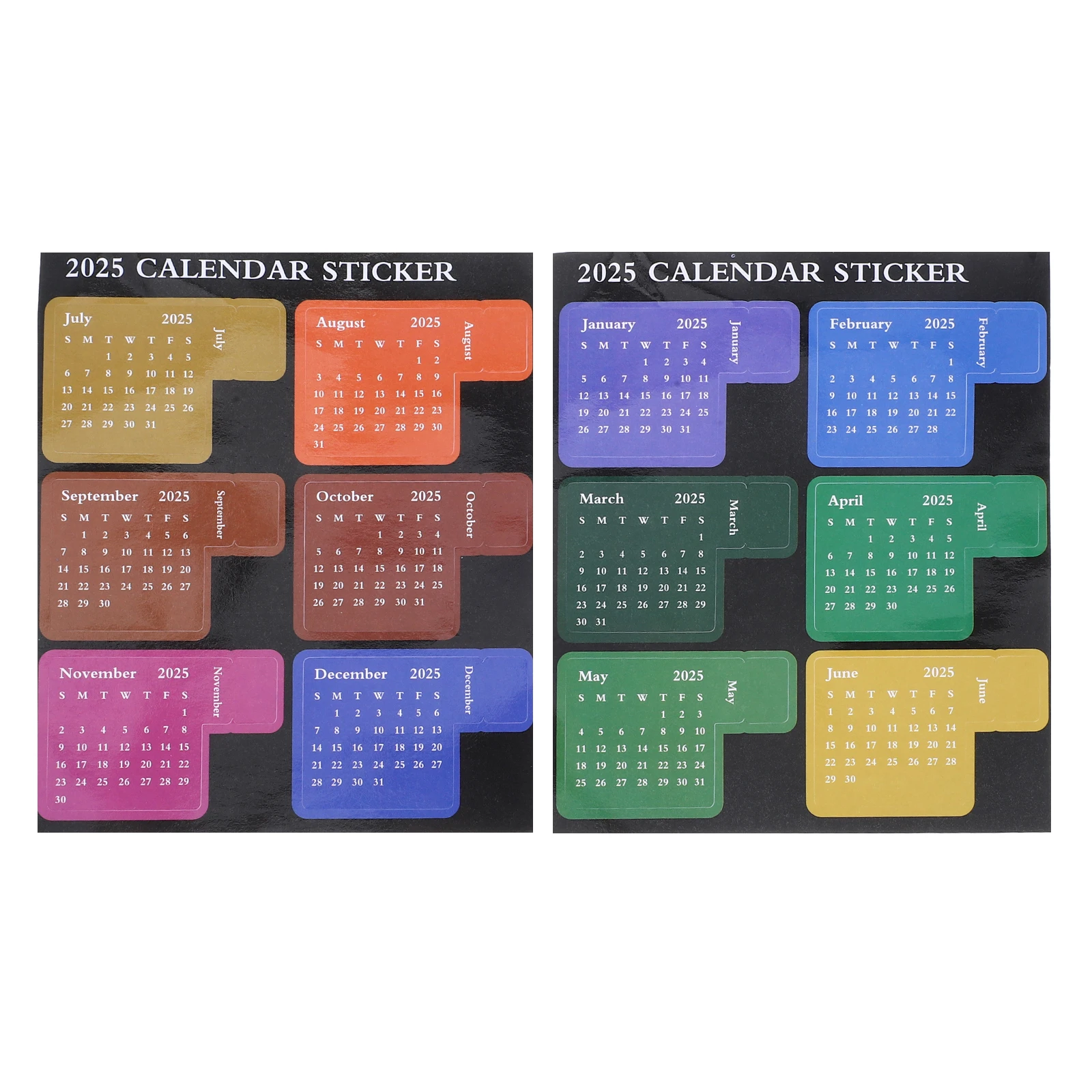 

2025 Agenda Planner Stickers 12 Months Index Tabs Colorful Diary Journal Supplies Compact Bookmarks Monthly Notes Labels Book