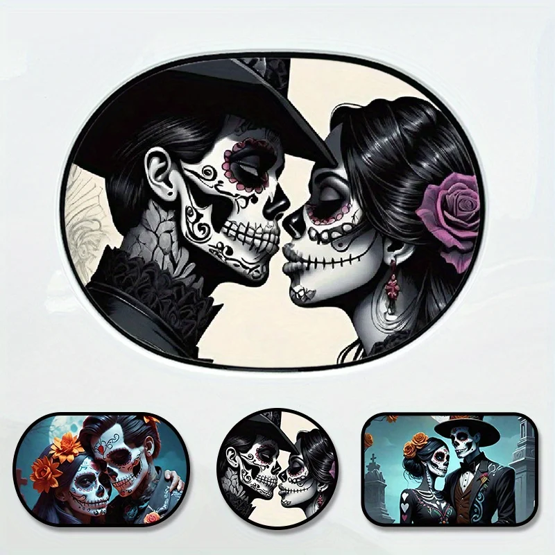

Waterproof and Sun Resistant for Gas Cap Scratch Stickers & Halloween Decorations Gothic Skull Couple Car Stickers
