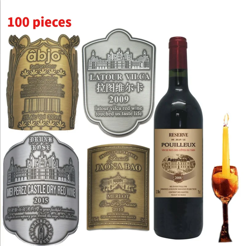 

10 0.Zhang. custom.2020 permanent metal aluminum printed self adhesive sticker wine labels