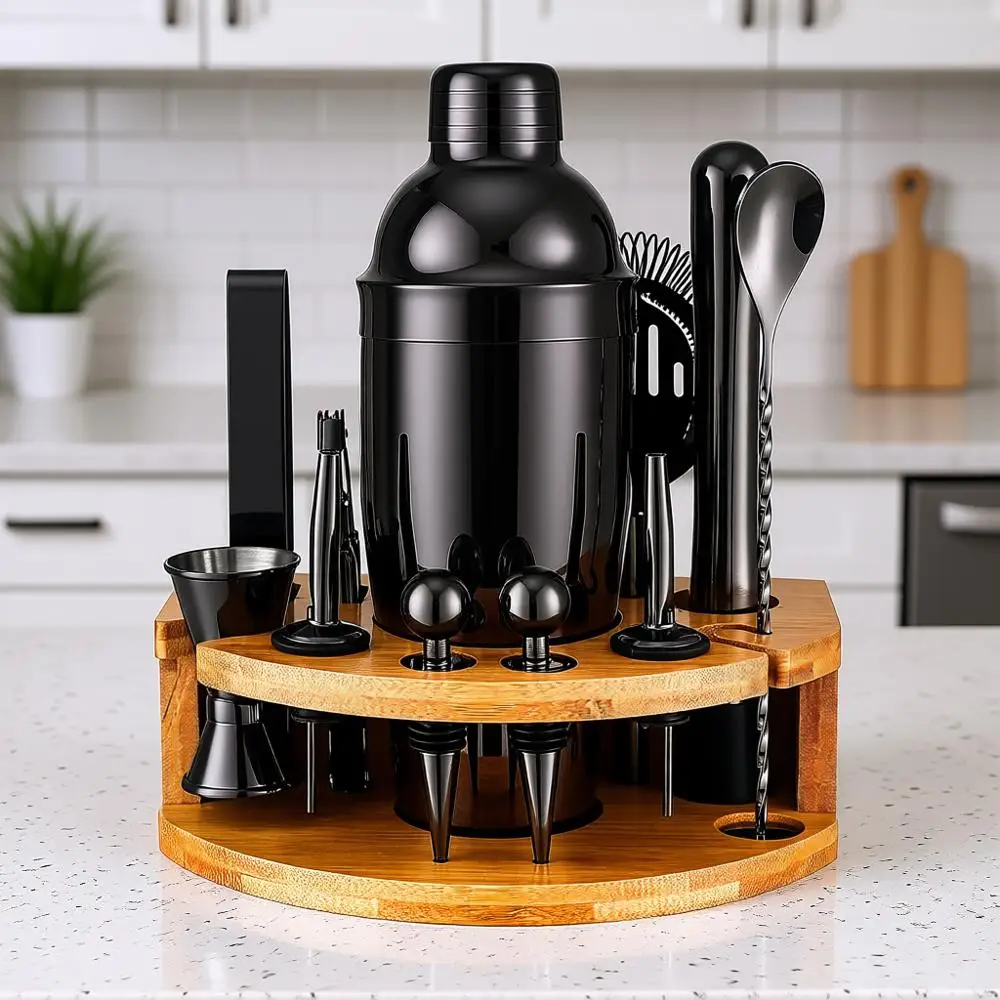 

Bartender Kit with Bamboo Stand, 12 Piece 25oz Cocktail Shaker Set