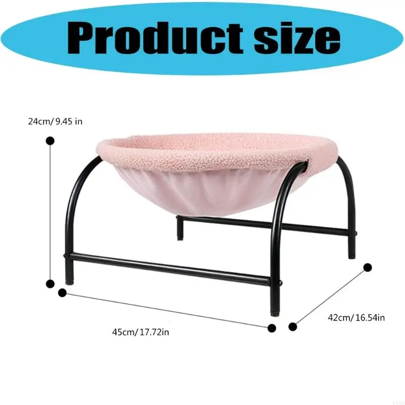 سرير مرتفع للقطط، هيكل مقوس، إطار فولاذي متين، يمكن غسله في الغسالة، كراسي الحيوانات الأليفة سهلة التجميع P9YB