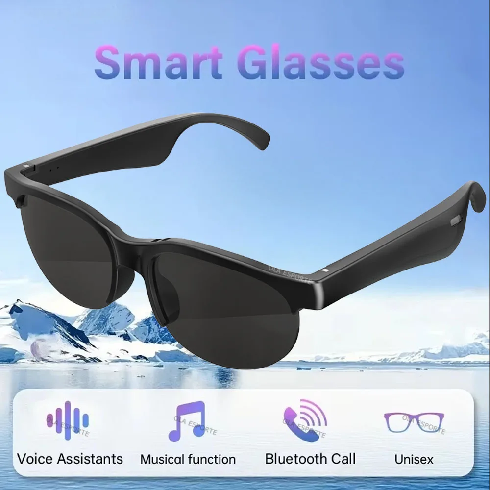 

2025 New Smart Glasses Headset 2-in-1 UV Protection Portable Music Sunglasses with Microphone HD Voice Call Smart Sunglasses Men