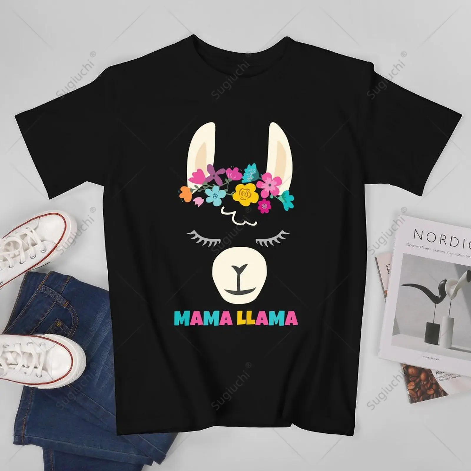 Unisex Men Mama Llama Mom Christmas Birthday Mothers Day Tshirt Tees T Shirts Women Boys 100% Cotton T-Shirt