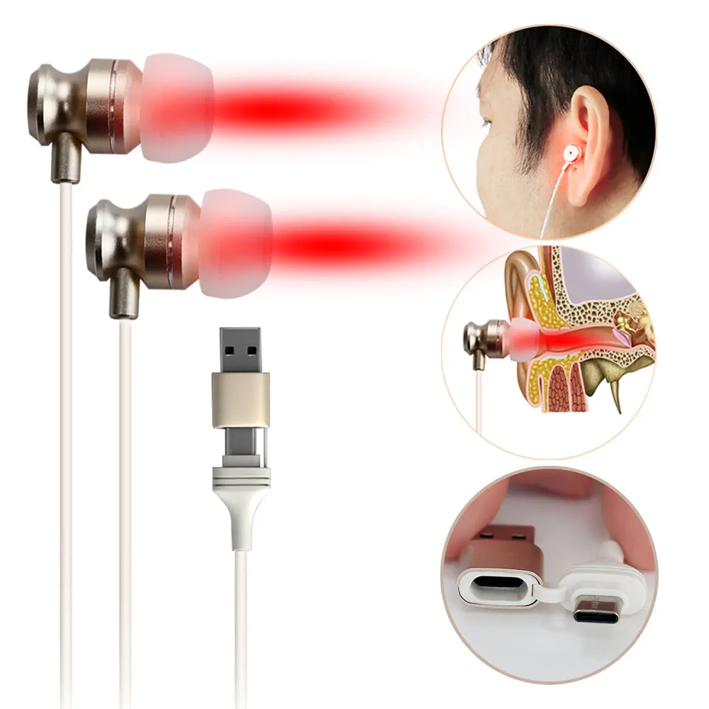 

Tinnitus 650nm Red Light Ear Laser Therapy Device Ear LLLT Irradiation Earplug Treatment Otitis Media Promote Blood Circulation