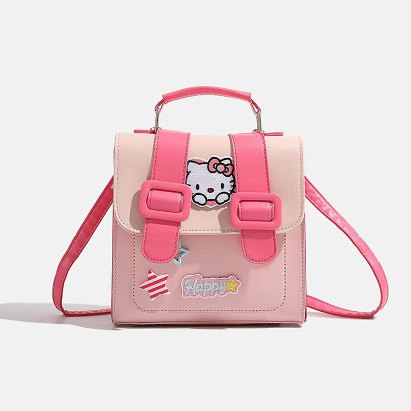 Sanrioed Anime Hello Kitty Large Capacity Slanting Backpack Cute Handbag Tote Bag Cartoon Satchel Bag Birthday Gift for Friend