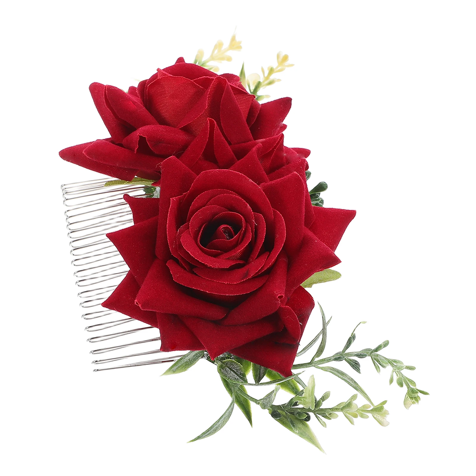 

Artificial Flower Hair Side Comb Red for Women Wedding Bridal Formal Events Floral Hair Accessories Metal Teeth Elegant Updo