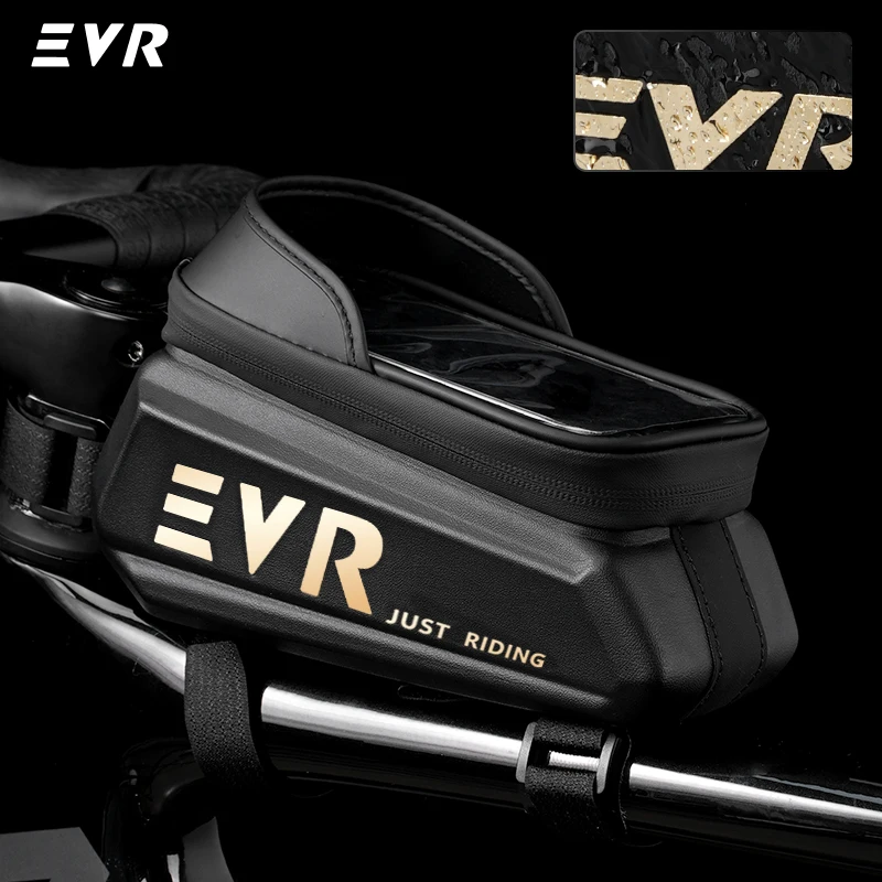 Bolsa de Quadro Dianteiro para Bicicleta EVR, Bolsa de Tubo Frontal para Ciclismo, Suporte Impermeável para Celular com Tela Sensível ao Toque, Bolsa de Selim Impermeável
