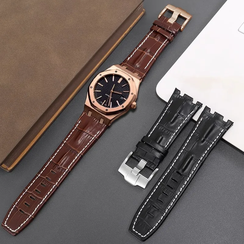 Genuine Leather Watchband for Audemars and Piguet Royal Oak Strap Original AP 15710 26470 15703 Cowhide Pin Buckle Wristband 28