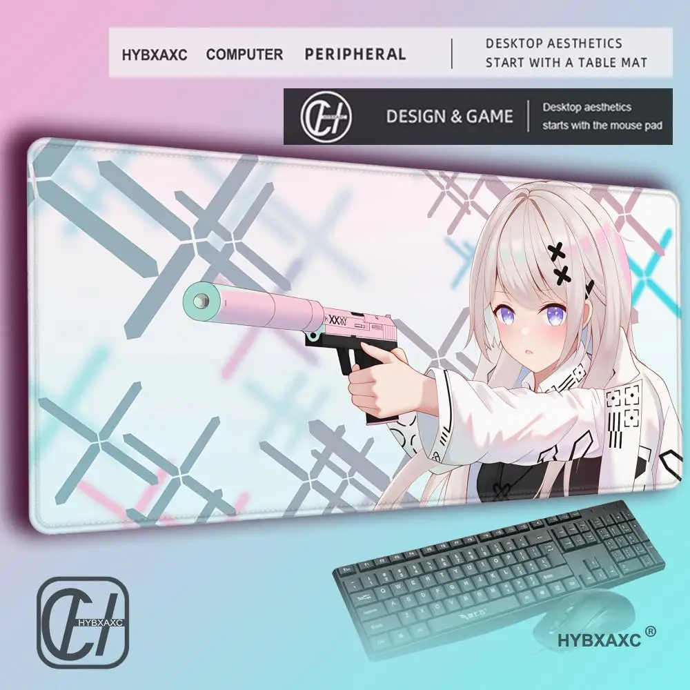 HYBXAXC Gun cute girl csgo fps boys esports thickens oversized mousepad tablepad keyboard pad can be customized with non-slip