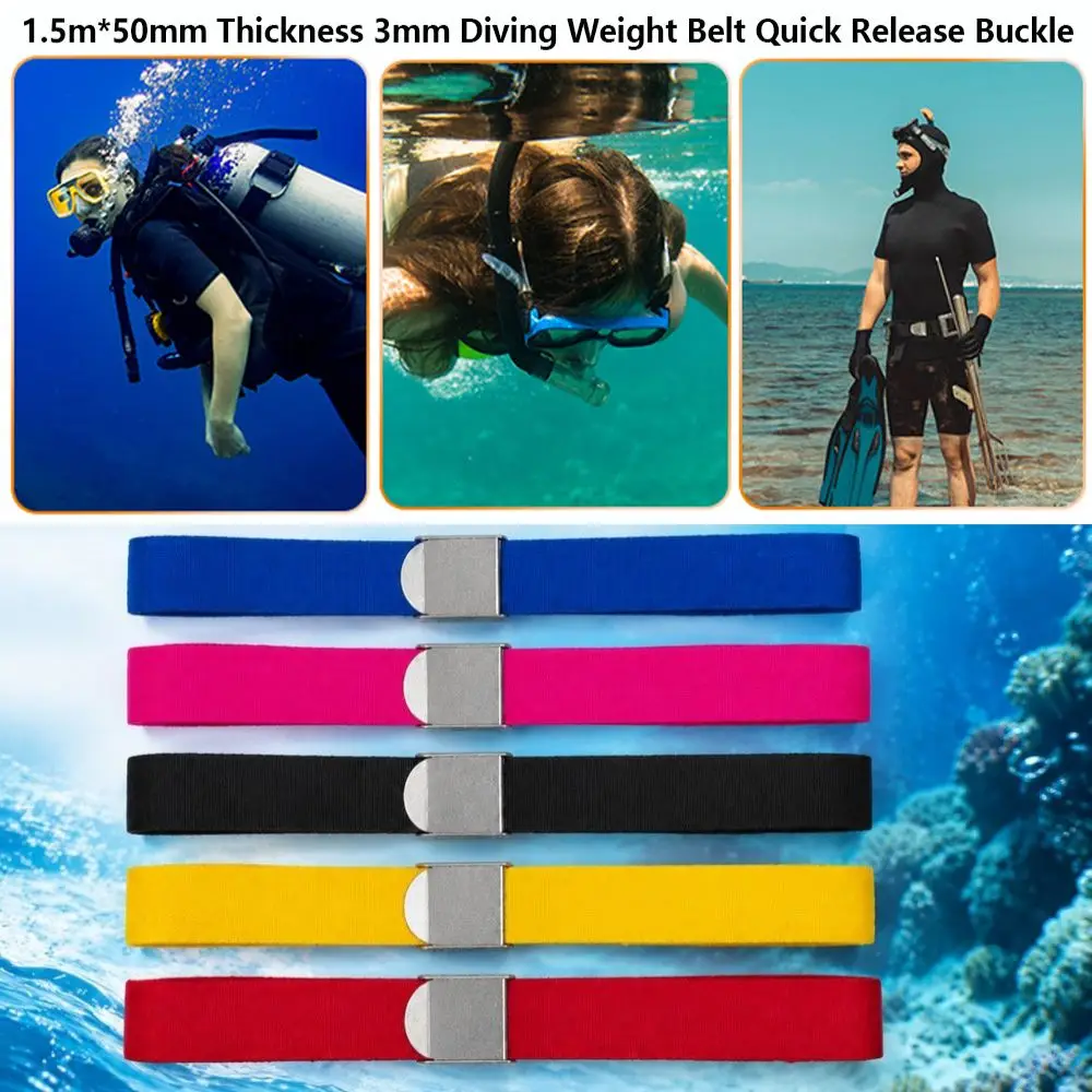 New Adjustable Diving Weight Belt 1.5m*50mm Nylon Webbing Stainless Steel Scuba Belt Thickness 3mm Freediving Spearfishing Belt