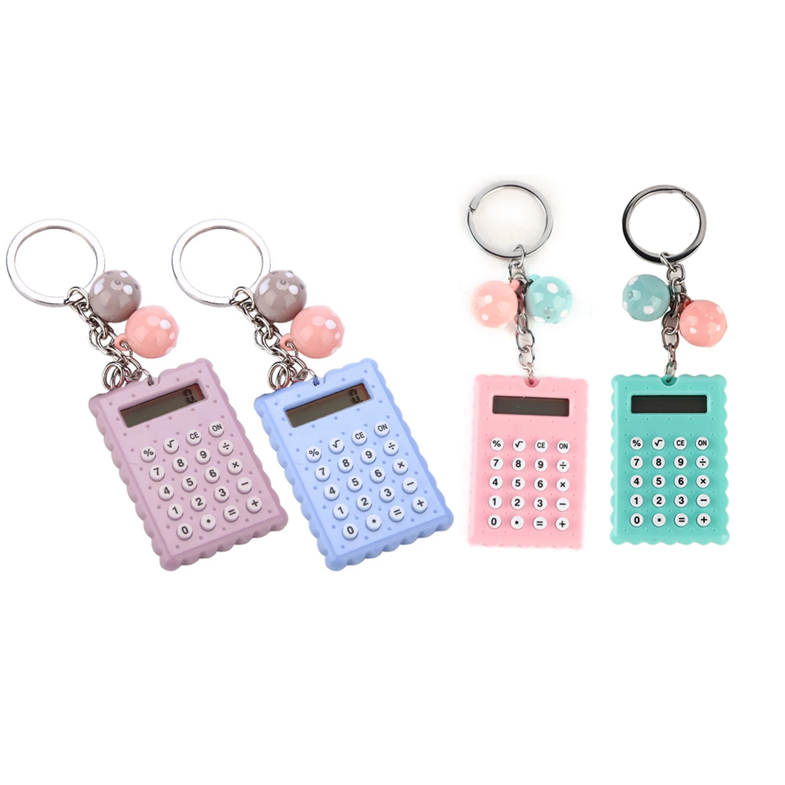 Mini Portable Cute Cookies Style Key Chain Calculator Candy Color Pocket Calculator Durable Lightweight Easy to Use for Students