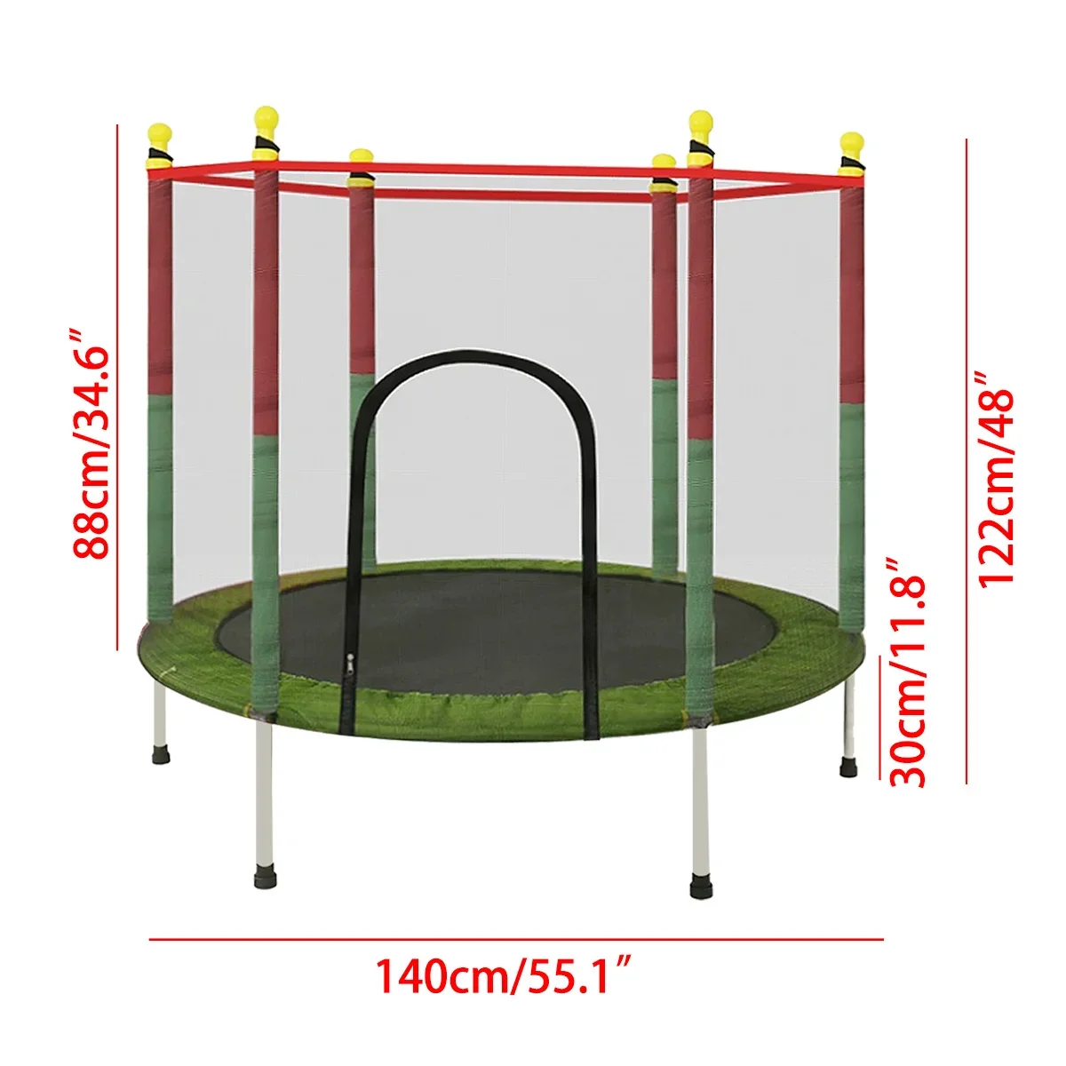 140cm Indoor Trampoline with Protection Net Adult Children Jumping Bed Outdoor Trampolines Exercise Bed Fitness Equipment